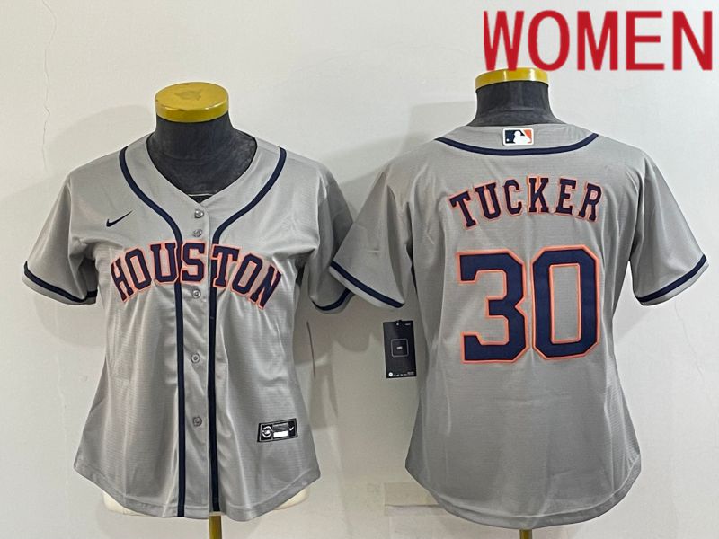 Women Houston Astros #30 Tucker Grey Game Nike 2022 MLB Jerseys